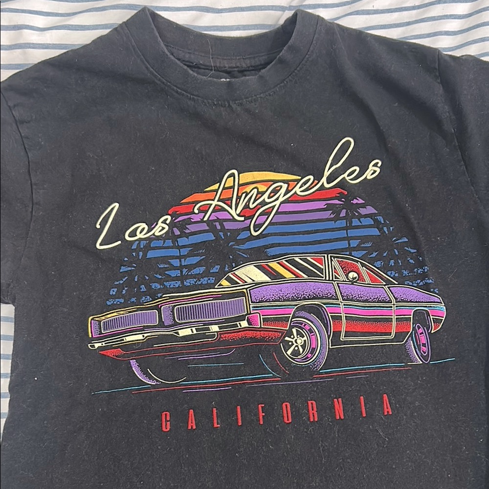 Black Graphic T-Shirt with Los Angeles Design